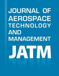 Fundo azul. Texto: Journal of Aerospace Technology and Management JATM