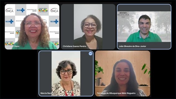 Uma fotografia de uma vídeo chamada com Equipe da Área Técnica Ambiente, Trabalho e Câncer do Instituto Nacional de Câncer (ATATC/INCA). Uma fotografia de uma vídeo chamada com Equipe da Área Técnica Ambiente, Trabalho e Câncer do Instituto Nacional de Câncer (ATATC/INCA).