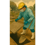 Illustration depicting a funeral service worker during the Covid-19 pandemic. - SciELO in Perspective | Press Releases Illustration depicting a funeral service worker during the Covid-19 pandemic.