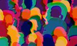 Desenho de inúmeras silhuetas coloridas representativas da diversidade populacional.