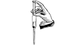 Imagem vetorial de uma mão manuseando uma pipeta (instrumento de laboratório).