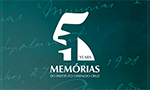 Logomarca comemorativa dos 115 anos do "Memórias do Instituto Oswaldo Cruz" com texto estilizado e caligrafia de fundo.